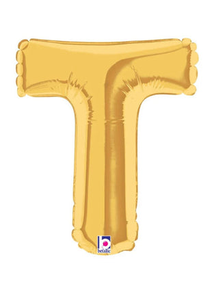 7in Betallic Air-Filled Gold Letter T Megaloons JR