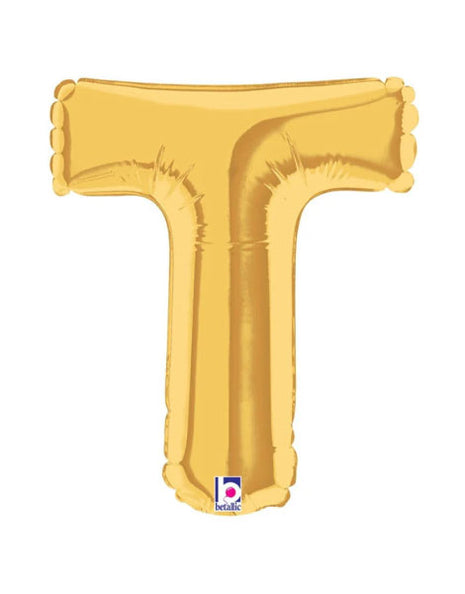 7in Betallic Air-Filled Gold Letter T Megaloons JR