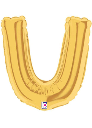 7in Betallic Air-Filled Gold Letter U Megaloons JR
