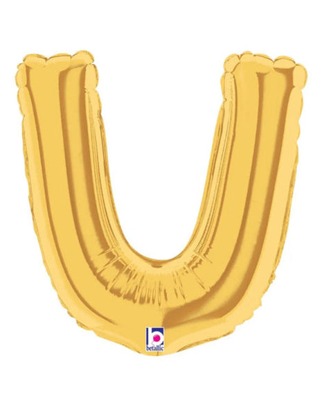 7in Betallic Air-Filled Gold Letter U Megaloons JR