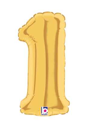 7in Betallic Air-Filled Gold Number 1 Balloon
