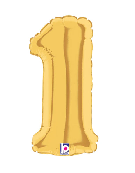 7in Betallic Air-Filled Gold Number 1 Balloon