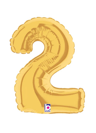 7in Betallic Air-Filled Gold Number 2 Balloon