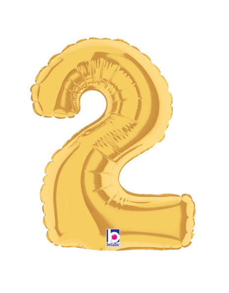 7in Betallic Air-Filled Gold Number 2 Balloon