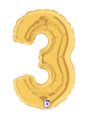 7in Betallic Air-Filled Gold Number 3 Balloon