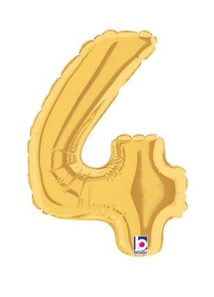 7in Betallic Air-Filled Gold Number 4 Balloon