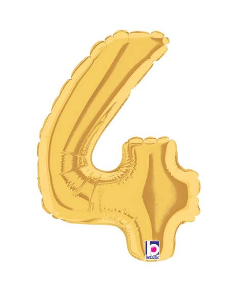 7in Betallic Air-Filled Gold Number 4 Balloon