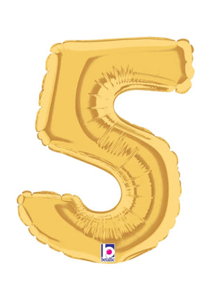 7in Betallic Air-Filled Gold Number 5 Balloon