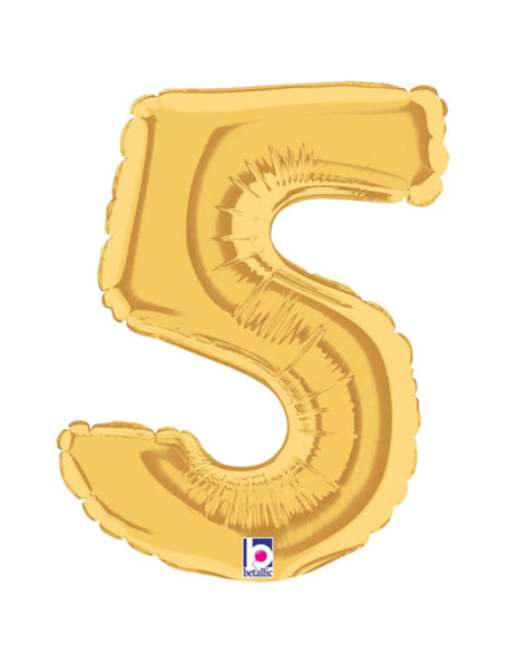 7in Betallic Air-Filled Gold Number 5 Balloon