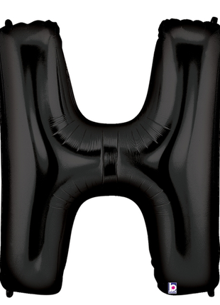 34in Betallic Black Letter H Megaloons - Joker Party Supply