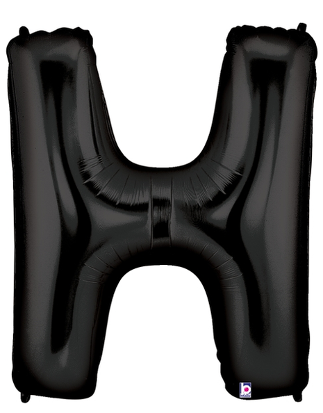34in Betallic Black Letter H Megaloons - Joker Party Supply