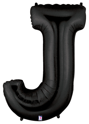 34in Betallic Black Letter J Megaloons - Joker Party Supply