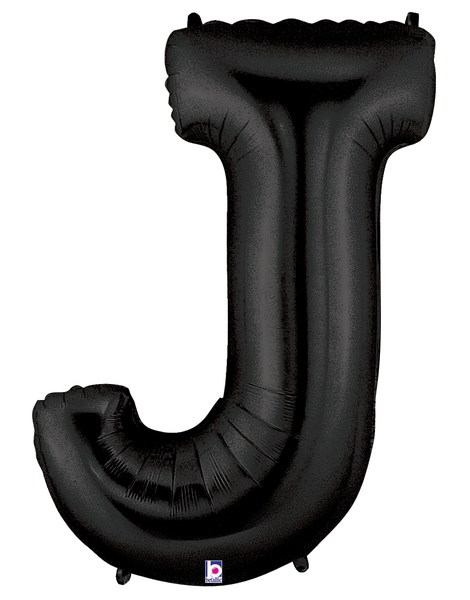34in Betallic Black Letter J Megaloons - Joker Party Supply