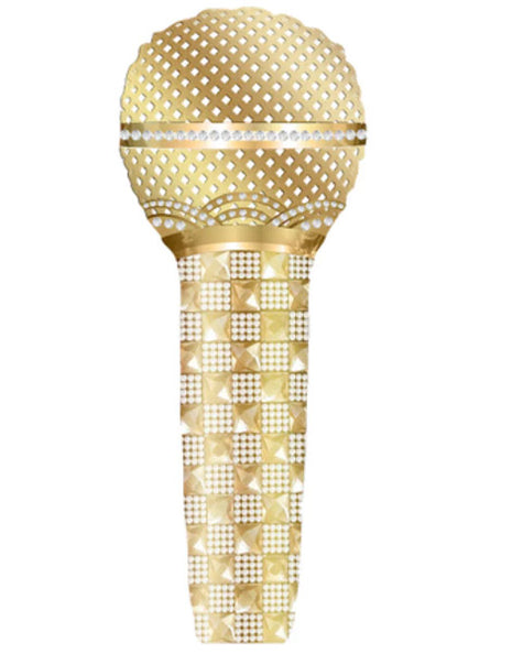 33in Party Gold Microphone Balloon - Joker Party Supply