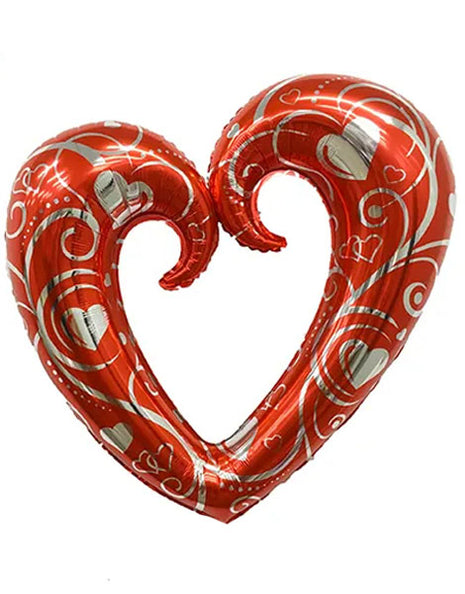Globo de corazón abierto de filigrana roja para fiesta de 40 pulgadas