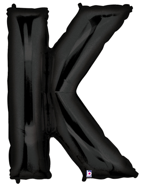 34in Betallic Black Letter K Megaloons - Joker Party Supply