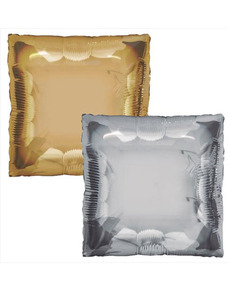 Globo cuadrado dorado y plateado Tuftex de 24 pulgadas