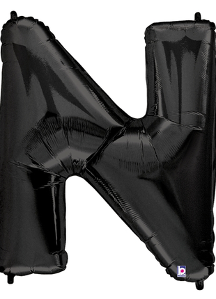 34in Betallic Black Letter N Megaloons - Joker Party Supply
