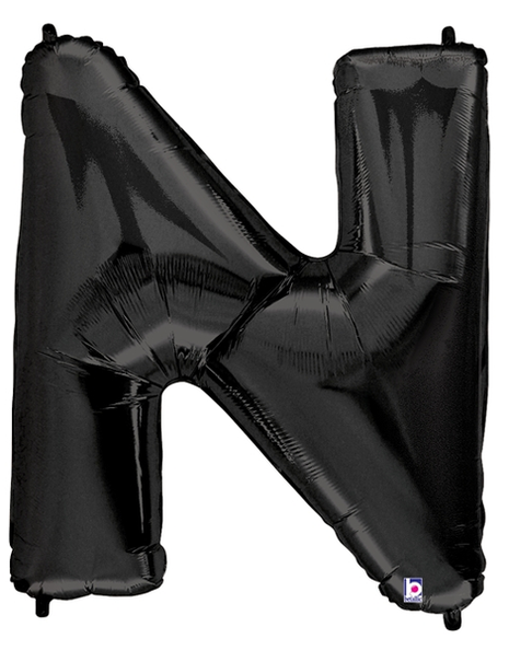 34in Betallic Black Letter N Megaloons - Joker Party Supply