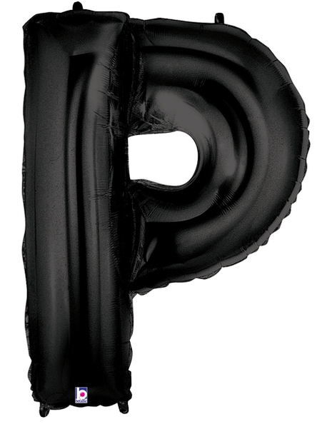 34in Betallic Black Letter P Megaloons - Joker Party Supply