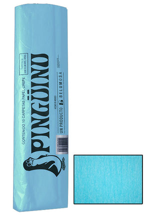 Pinguino Papel Crepe/Crepe Paper Azul Cielo 10 Ojas/10 Sheets