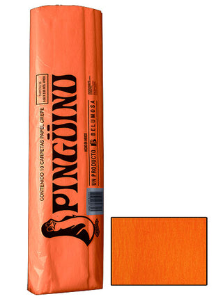 Pinguino Papel Crepe/Crepe Paper Naranja 10 Ojas/10 Sheets