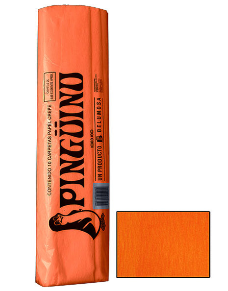 Pinguino Papel Crepe/Crepe Paper Naranja 10 Ojas/10 Sheets