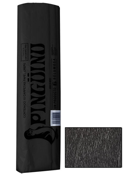 Pinguino Papel Crepe/Crepe Paper Black 10 Ojas/10 Sheets