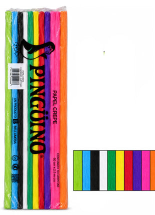 Pinguino Papel Crepe/Crepe Paper Combinado Multicolor 10 Ojas/10 Sheets