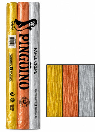 Pinguino Papel Crepe/Crepe Paper Metalico 10 Ojas/10 Sheets