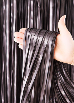 Portofino Matte Charcoal Foil Curtain 8ft