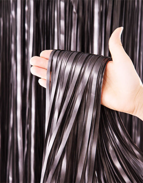 Portofino Matte Charcoal Foil Curtain 8ft