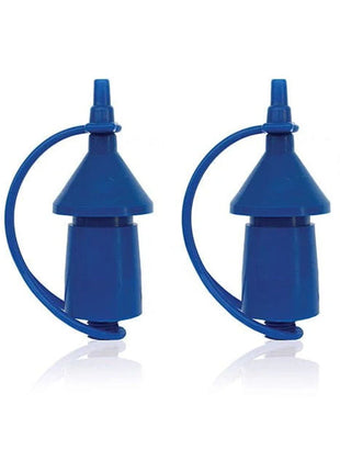 Pair of blue sound-reduction outlets for PremiumConwin Dual Sizer Duplicator 2 inflators (2-pack)