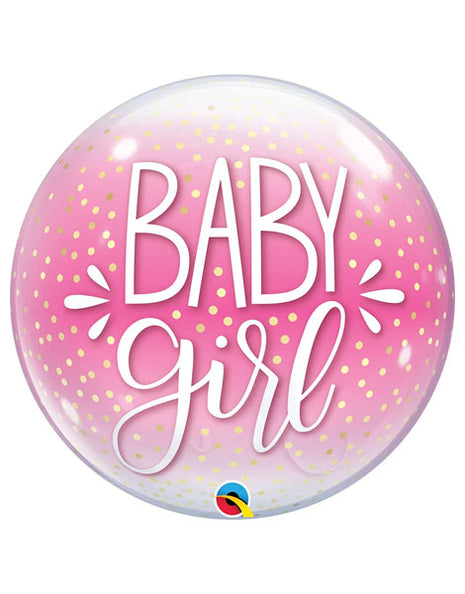 Globo de burbujas rosa y lunares de confeti Qualatex para bebé niña de 22 pulgadas