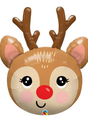 35in Qualatex Red-Nosed Reindeer Balloon - Joker Party Supply