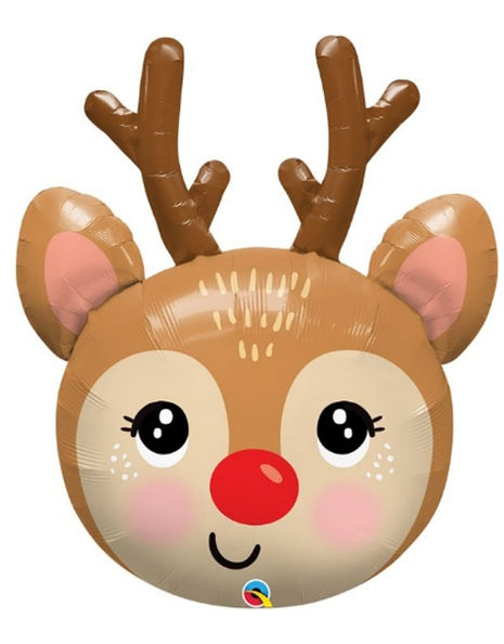 35in Qualatex Red-Nosed Reindeer Balloon - Joker Party Supply