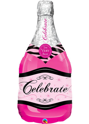 Globo de botella rosa Celebrate de Qualatex de 39 pulgadas