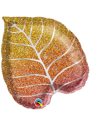 21in Qualatex Glittergraphic Fall Ombre Leaf Balloon - Joker Party Supply