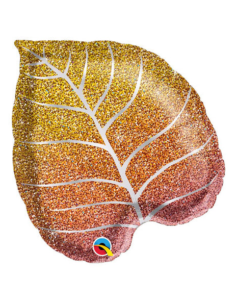 21in Qualatex Glittergraphic Fall Ombre Leaf Balloon - Joker Party Supply