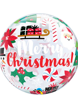 22in Qualatex Merry Christmas Bubble Balloon - Joker Party Supply