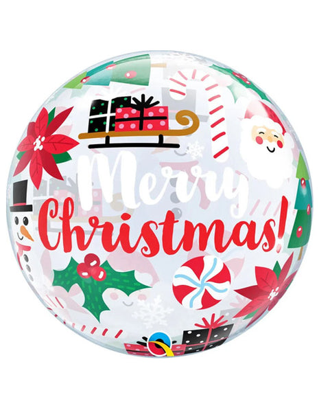 22in Qualatex Merry Christmas Bubble Balloon - Joker Party Supply
