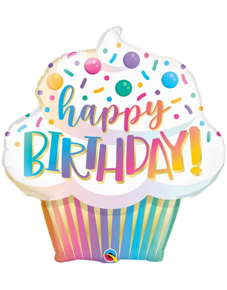 31in Qualatex Birthday Ombre Cupcake Balloon - Joker Party Supply