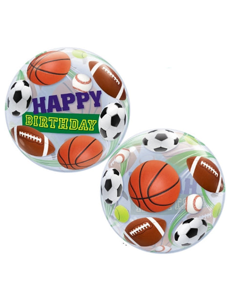 22in Qualatex Birthday Sports Bubble Balloon - Joker Party Supply