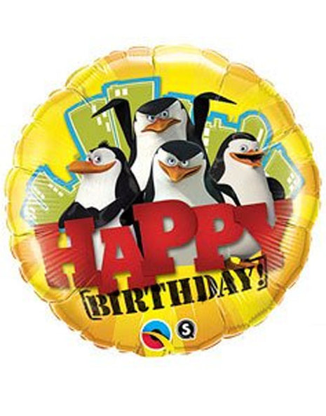 18in Qualatex Madagascar Penguins Happy Birthday Balloon