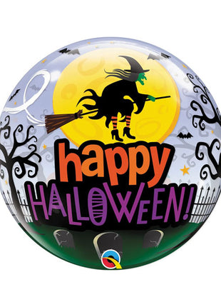 Globo de burbuja de bruja de Feliz Halloween Qualatex de 22 pulgadas