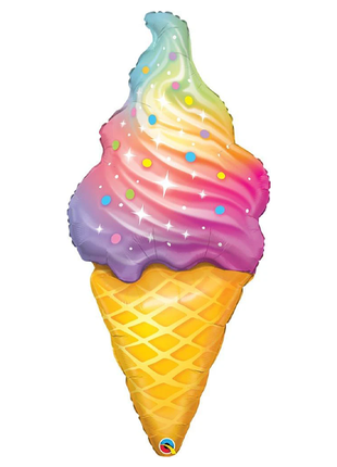 45in Qualatex Rainbow Swirl Ice Cream Balloon - Joker Party Supply