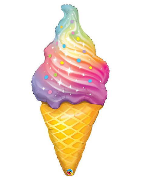 45in Qualatex Rainbow Swirl Ice Cream Balloon - Joker Party Supply
