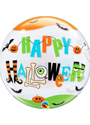 Globo de burbuja con fuente divertida de Halloween Qualatex de 22 pulgadas