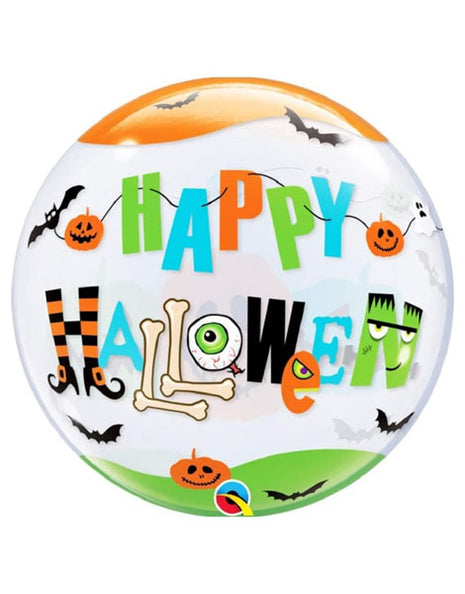 Globo de burbuja con fuente divertida de Halloween Qualatex de 22 pulgadas