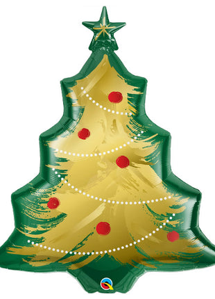 40" Qualatex Xmas Tree Brushed Gold Balloon - Joker Party Supply